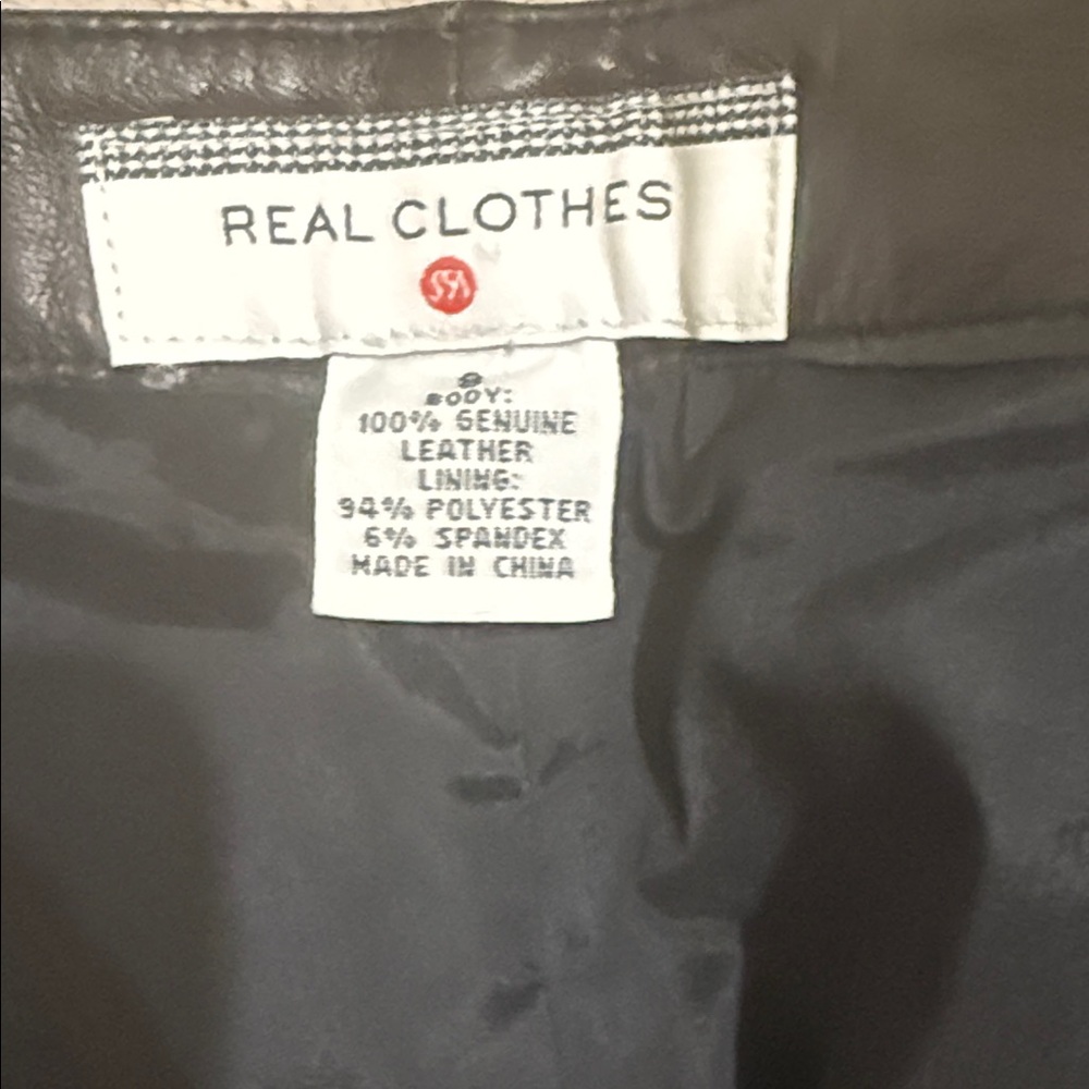 Black Leather Straight-Leg Pants - (Brand Not Visible) - Picture 3 of 5